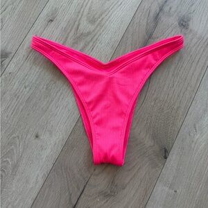 Hollister Neon Pink Ribbed High-Cut Bikini Bottom
